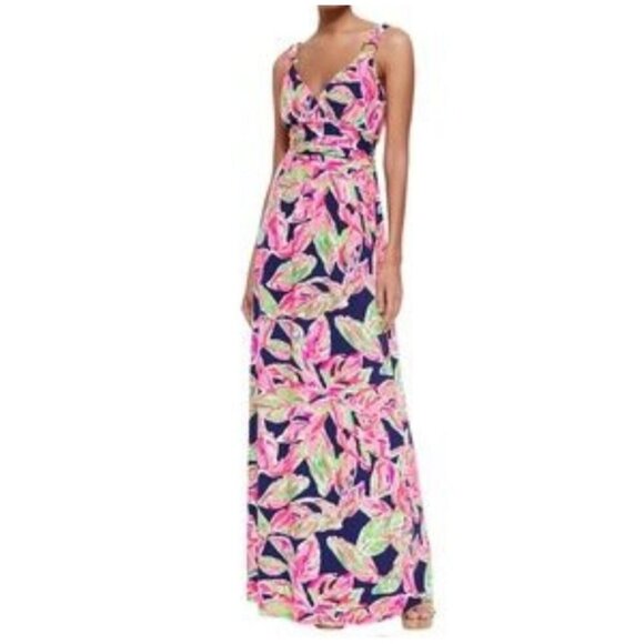 Lilly Pulitzer Womens The Vias Stretch Villa Floral Maxi Dress Multicolor Size M - Picture 1 of 10